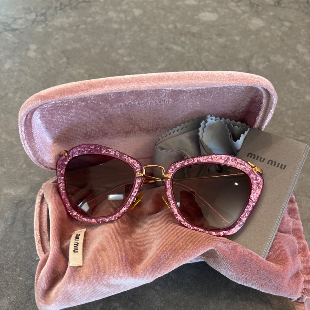 Miu Miu Glitter Sunglasses Pink Glitter